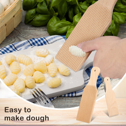 2 Pcs Wooden Gnocchi Board Butter Paddles 9.1 x 2.8 Inches Spaghetti Macaroni Pasta Board Practical Gnocchi Maker Homemade Pasta Making Tools for Home Kitchen Festival Restaurant