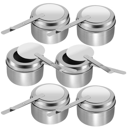 6 Pack Chafing Fuel Holder,Stainless Steel Chafe Wick Fuel Holder with Safety Cover Canned Heat Box Holder for Chafing Dish,Buffet,Barbecue,Parties