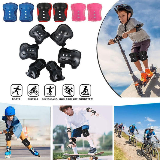 6 Pack Knee & Elbow Pads for Kids Youth Children Outdoor Activities Guards Protective Gear Pad Set for Roller Skates Cycling for Skating, Cycling, Rollerblading, Scooter