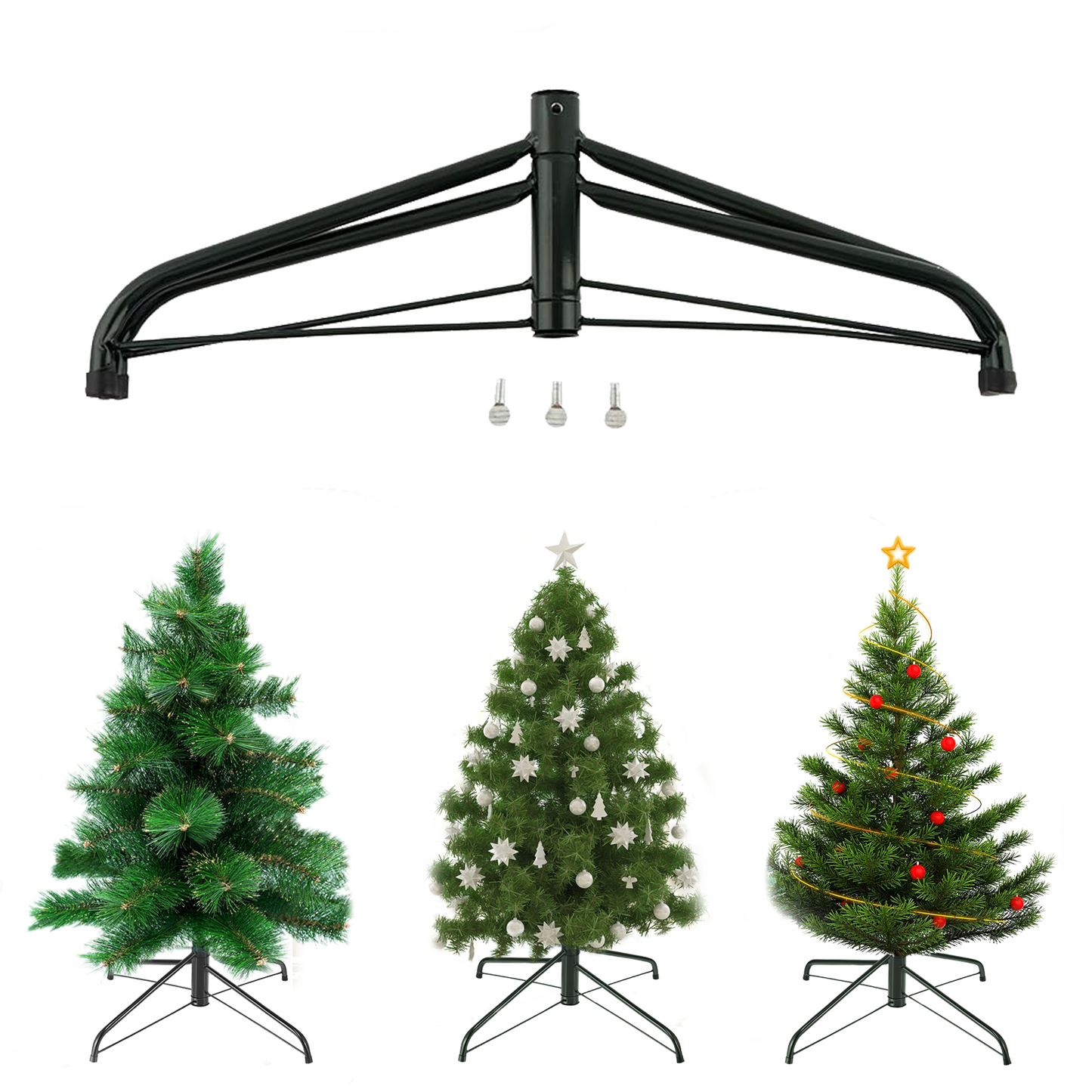 COOKEY Metal Christmas Tree Stand for 3 ft to 6ft Artificial Trees,Diameter 2.5cm, Length 40cm,Green