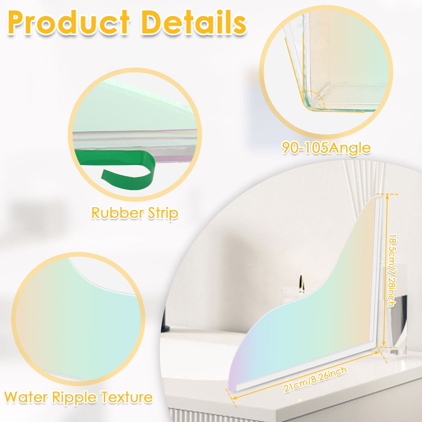 2Pcs Shower Splash Guard Acrylic Bathroom Shower Water Guard with Adhesive Waterproof Bathtub Corner Splash Guard Self-Glue Bathtub Edge Guard Shower Water Guard for Bathroom Restroom Bathtub