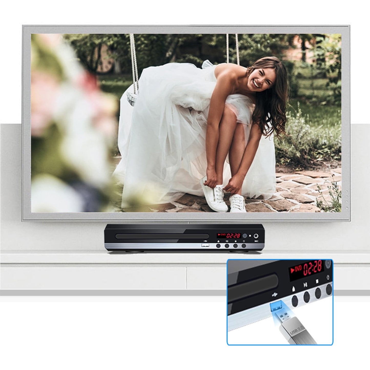 1080P Full HD DVD Player for TV - CD Players for Home, USB HDMI 5.1 Stereo Surround Sound, Built in PAL/NTSC System, DVD Player With HDMI/AV Cable, Remote Control