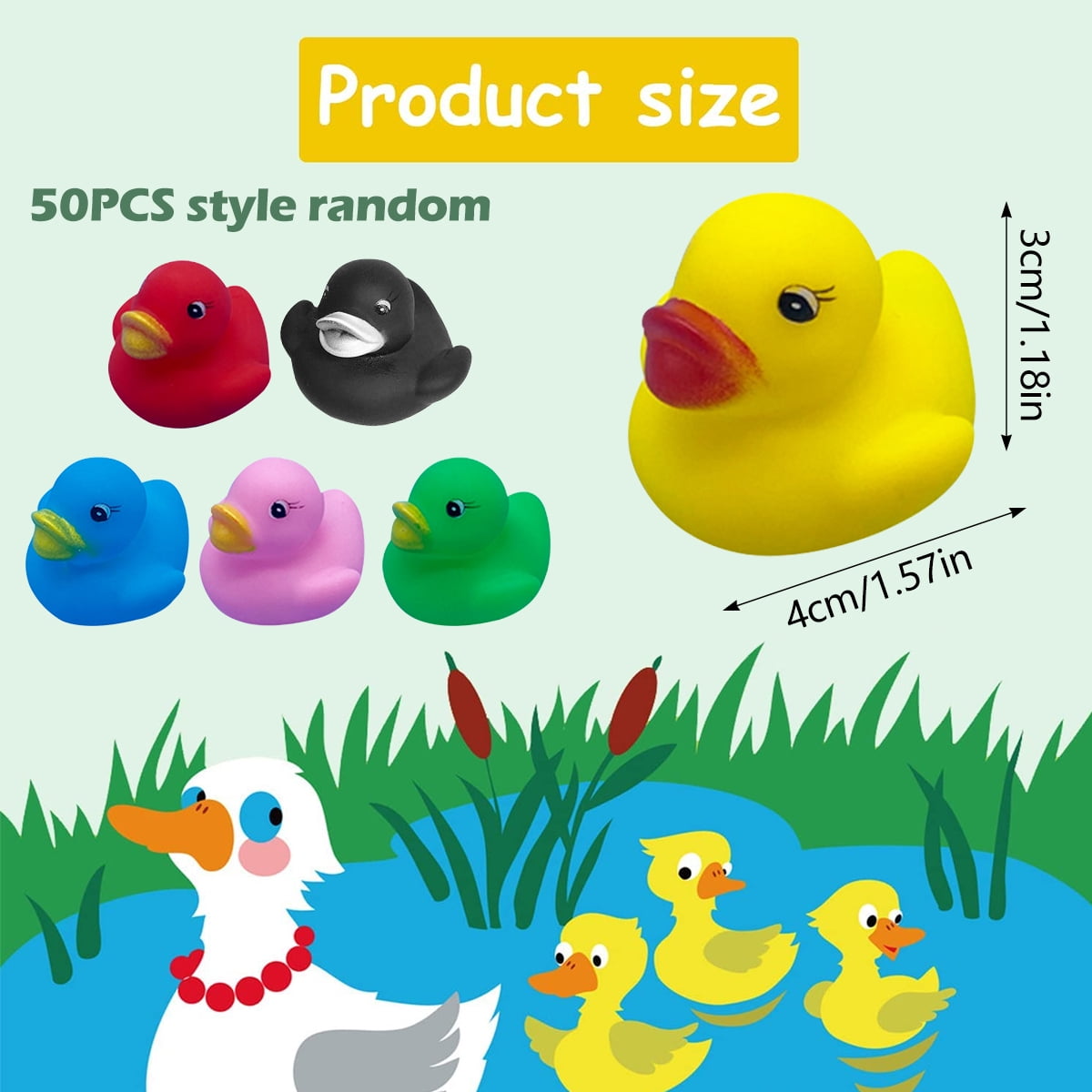 Austok 50 Pcs Rubber Ducks,Assorted Ducks Bath Toy for Kids,Bath Floater,Baby Bath Toys Rubber Duck for Shower Birthday Party Favors Gift