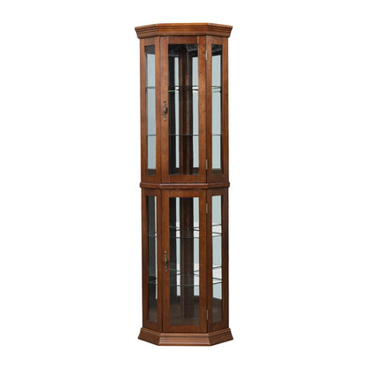 Curio Cabinets, Corner Glass Display Cabinet with Adjustable Shelves, Floor Standing Display Cabinets with Mirrored Back, Storage Cabinets Bookshelves with Lights for Displaying Photos, Artworks