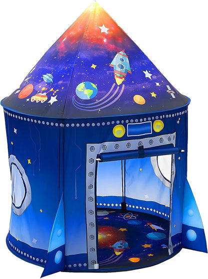 WillingHeart Rocket Ship Play Tent for Kids, Astronaut Spaceship Space Themed Pretend Playhouse Indoor Outdoor Games Party Children Pop Up Foldable Tent Birthday Toy for Boys Girls Toddler Baby