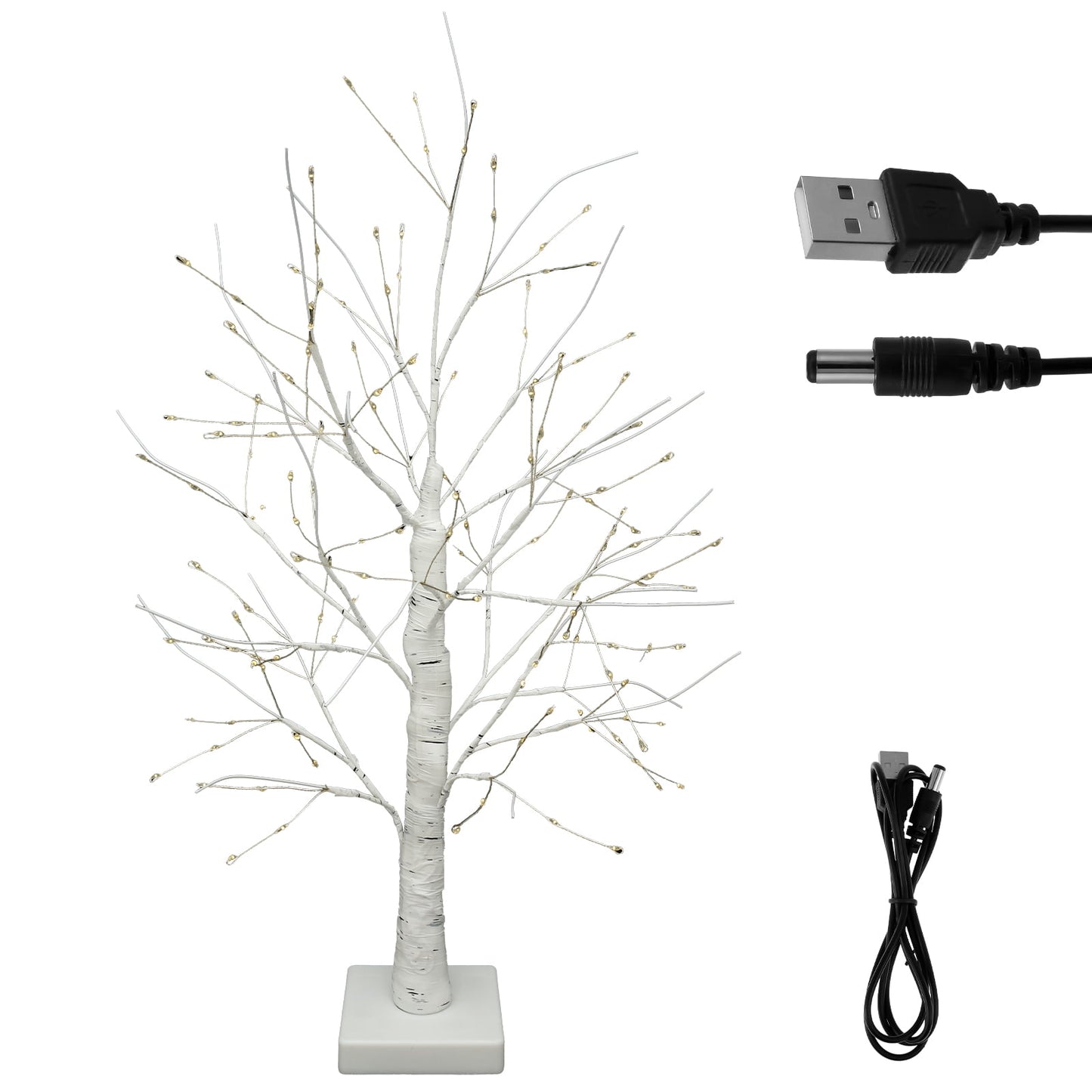 Adifare 2Ft LED Birch Tree Light 144 LED Artificial Tree Lamp with Timer 24in USB/Battery Operated Tabletop Birch Tree Light Decorative for Table Home Bedroom Wedding Party