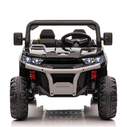 24V Ride on Toys, 2 Seater 4WD Ride on Dump Truck 6-Wheel UTV Car for Big Kids with Trailer Remote Control, Black