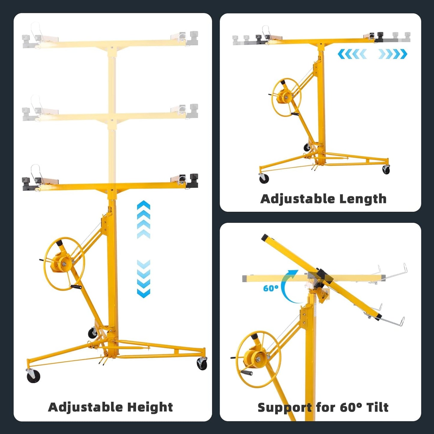 ZIVACATE Drywall Lift 11FT,Yellow,360° Adjustable Drywall Jack Lift for Ceiling for Home Improvement