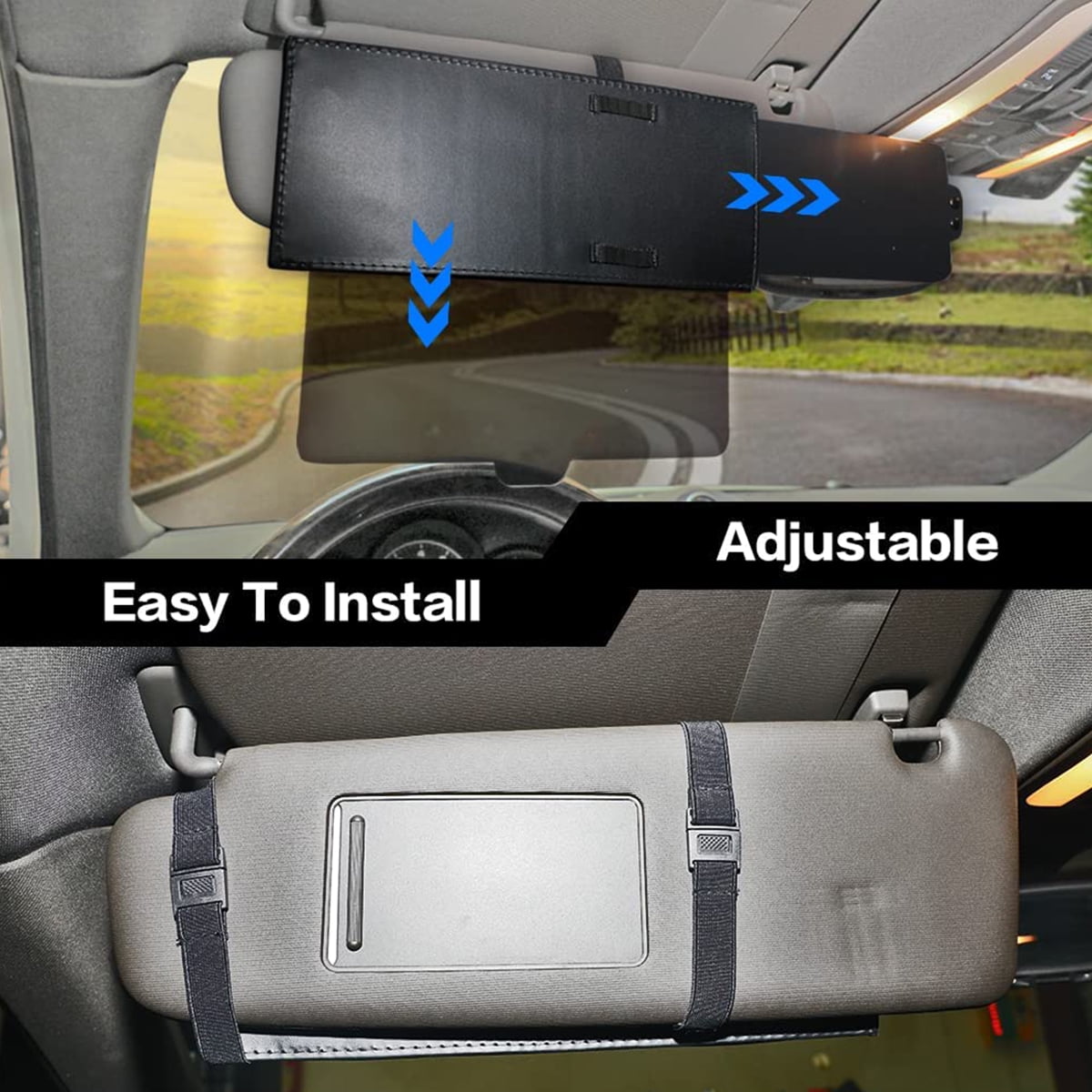 Car Visor Extender Anti-Glare Adjustable Car Sunshade Extender Universal Anti-impact Car Sun Visor Extension Car Interior Accessories for Most Automobile SUV Truck