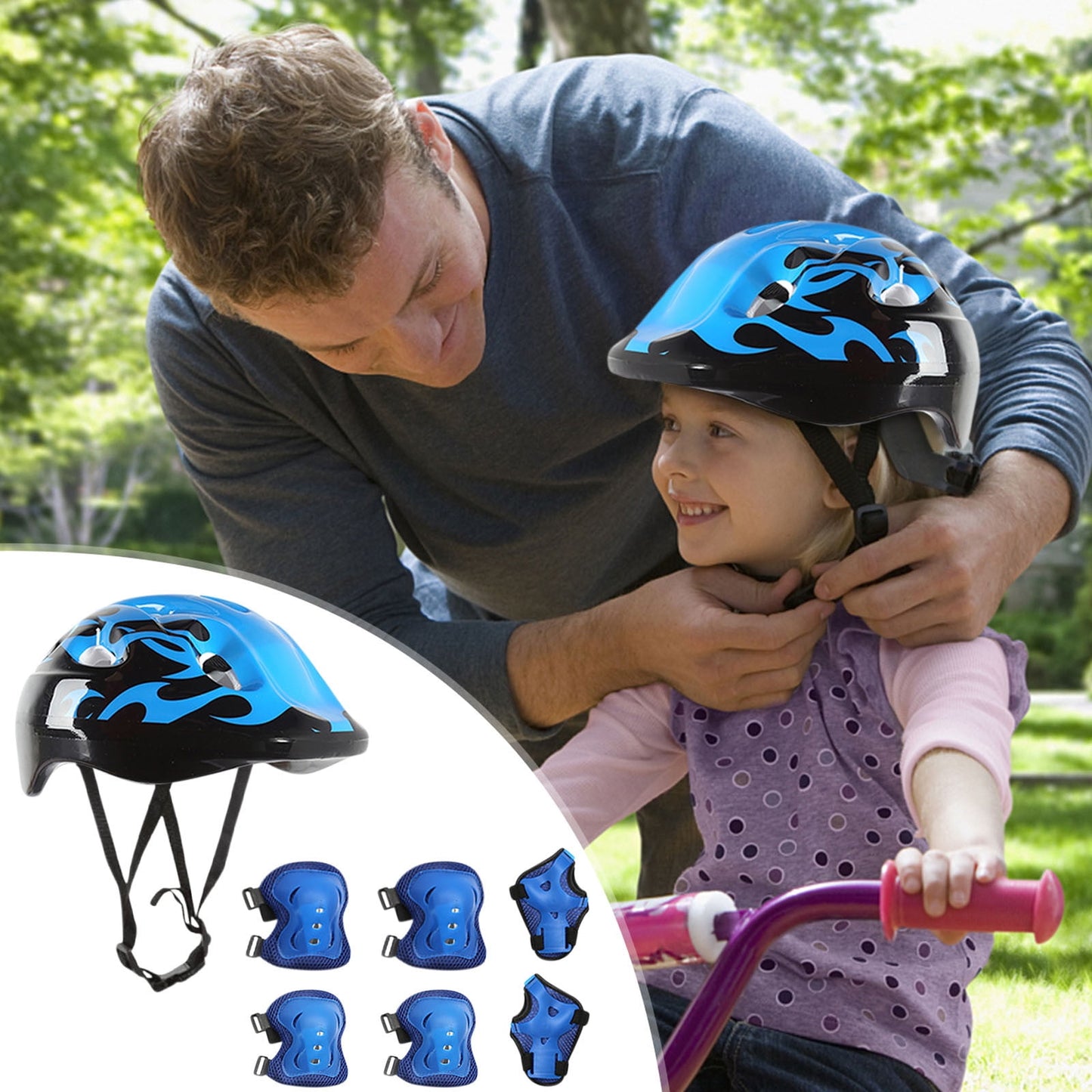 Cyber and Monday Deals! mtvxesu Skateboard Pads for Kids 8-14, 7Pcs/Set Children Kids Helmet Knee Elbow Pad Cycling Skate Bike Protecs Sale