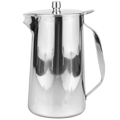 64 oz,Smooth Silver Stainless Steel Water Pitcher,stainless steel pitcher,metal water pitcher,metal water pitchers for restaurants,restaurant water pitcher,metal pitcher