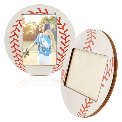 2 Pcs Sport Picture Frame Baseball/Soccer Wood Photo Frame Sport Themed Tabletop Picture Frame Horizontal and Vertical Photo Picture Frame Decorative Desktop Picture Frame for Men Athletes Teams