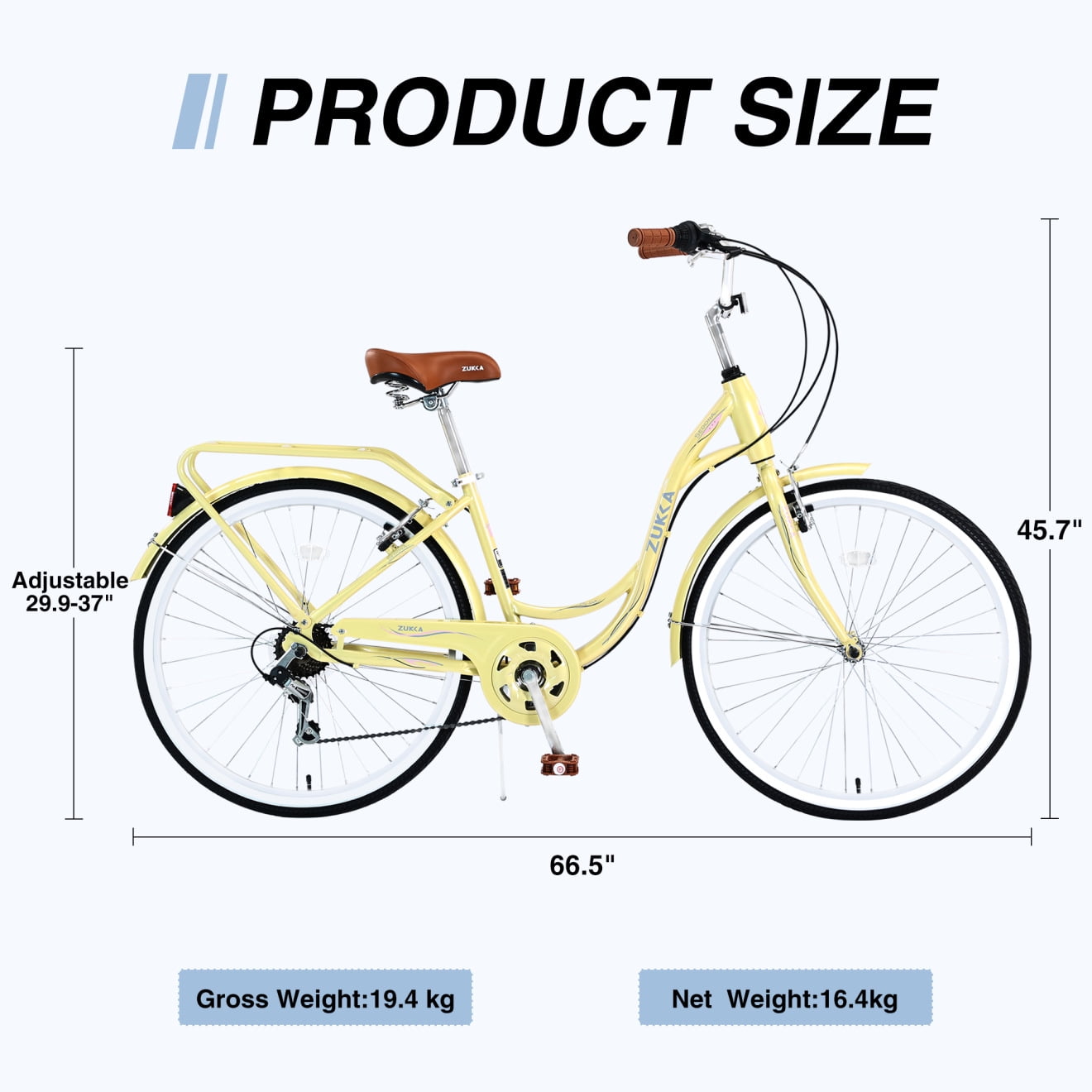 Womens Bike 26 inch Shimano 7 speed Beach Cruiser Bike for Ladies Commuter Bike City Bike, 85% Assembled, Yellow