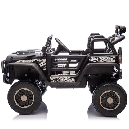 24 Volt Ride on Toys Ride on Truck Car with Remote Control, 2 Seater 400W Kids Powered Ride ons Spring Suspension, 3 Speed, Bluetooth Music, Black