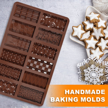 3Pcs Chocolate Bar Molds 12 Cavity Break Apart Chocolate Molds Food Grade Silicone Chocolate Mold Non Stick Candy Bar Molds Temperature Resistant Chocolate Making Molds for DIY