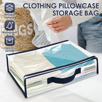 6 Packs Clear PVC Organizing Bags Zippered Closet Square Storage Bags Waterproof Blankets Storage Bags Dustproof Bed Sheet Storage Bag 15.7x11.8x3.9 Inch Clear Storage Bags with Handle