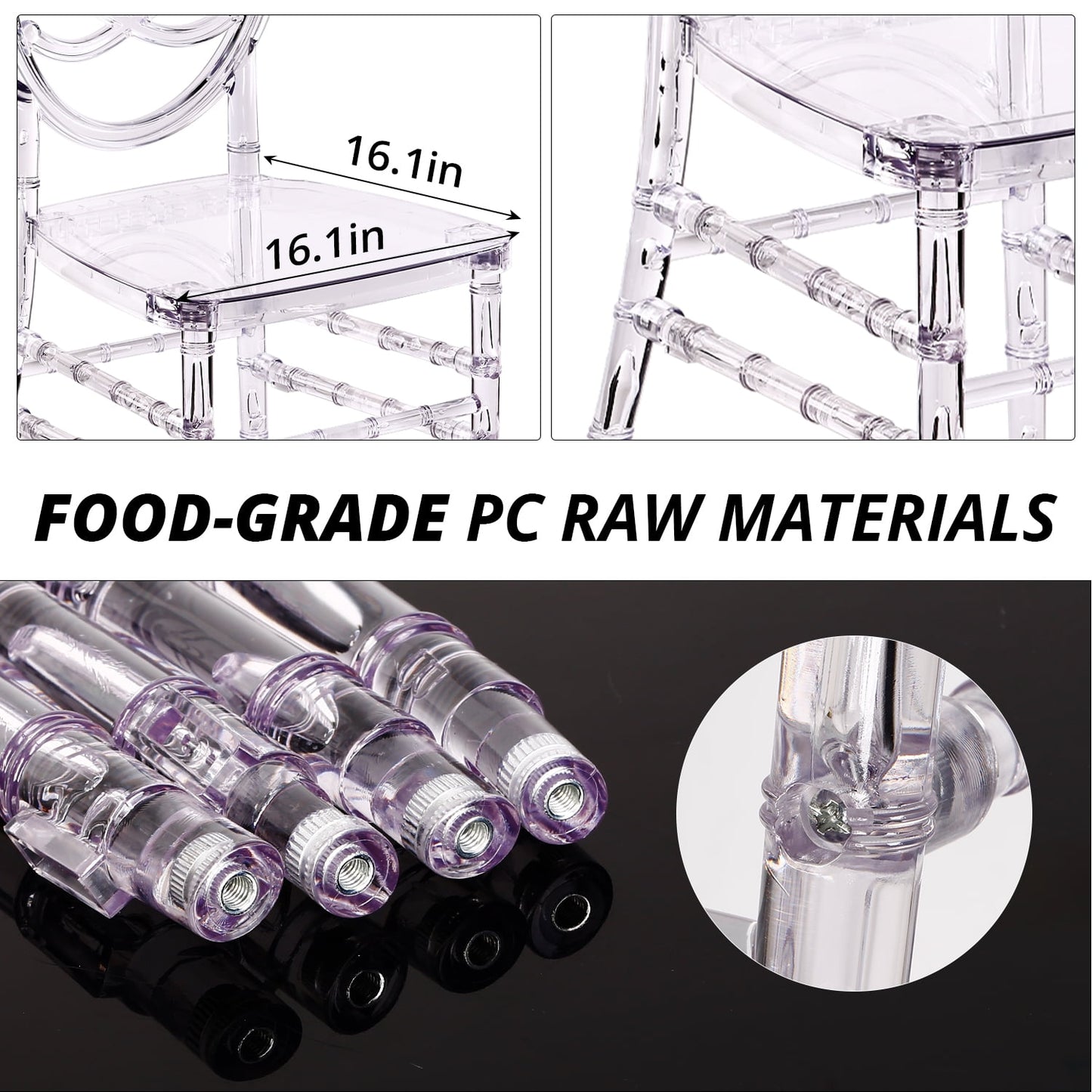 Clear Chairs, Modern Dining Chair Set of 4, Transparent Banquet Ghost Chair, 17.5" High Modern Accent Side Desk Chairs with Oval High-Back, Stacking Dining Chairs for Weddings, Banquets, Events