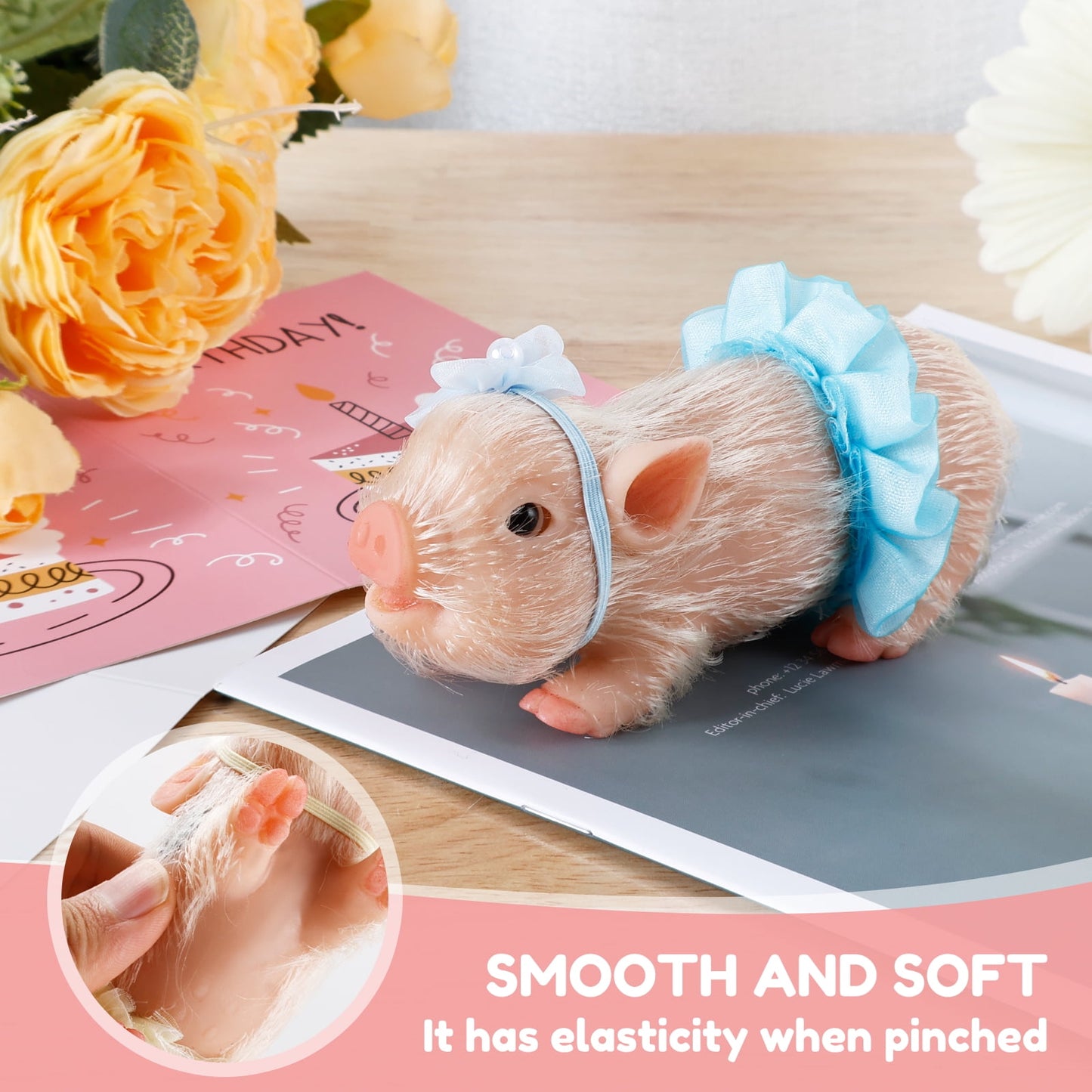 5inch Realistic Silicone Pig Toys,Realistic Baby Dolls Stretchy Fake Animals Body Mini Silicone Baby Dolls,Lifelike Piggy Soft/Chubby Little Pig, Christmas,Valentines Day Giving for Kids/Her