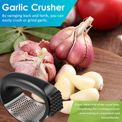 3 PCS Stainless Steel Garlic Press Rocker Set - Premium Garlic Mincer Garlic Crusher - New Innovative Garlic Crusher - Comfortable Grip