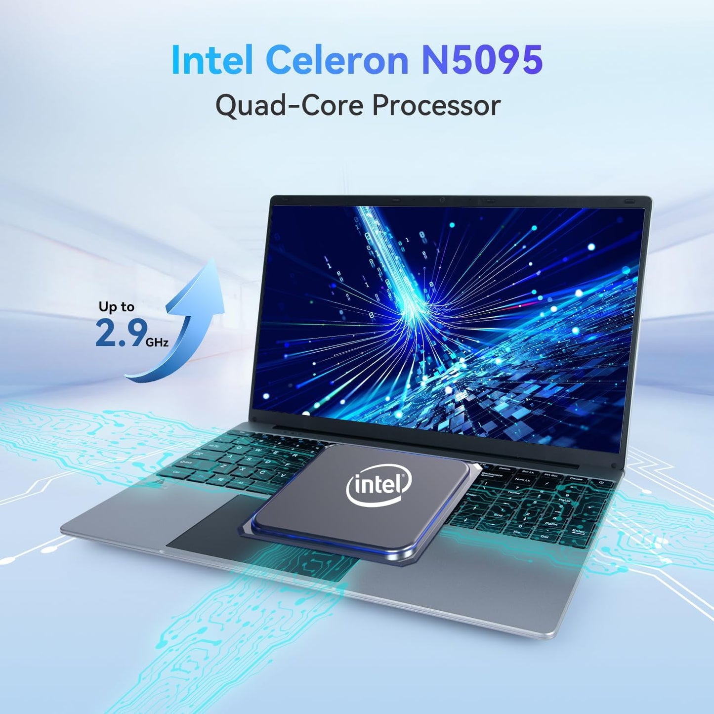 15.6''Laptop 12GB DDR4 512GB SSD, Quad-Core Intel Celeron N5095 Processors, 1080P IPS FHD Display Laptop Computer, Numeric Keypad USB 3.0, Bluetooth 4.2, 2.4/5G WiFi