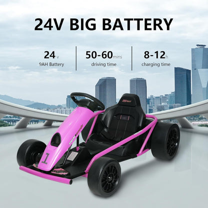 DEYGIA 24V 9AH Electric Go Kart for Kids, 8 MPH Drift Kart for Kids Ages 6-12, 2x180W Motor, Drift Mode and 2 Speed