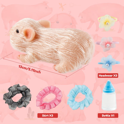 5inch Realistic Silicone Pig Toys,Realistic Baby Dolls Stretchy Fake Animals Body Mini Silicone Baby Dolls,Lifelike Piggy Soft/Chubby Little Pig, Christmas,Valentines Day Giving for Kids/Her