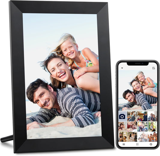 AEEZO 10.1inch WiFi Digital Picture Frame, IPS Touch Screen Smart Cloud Photo Frame with ROM 16GB Storage, Share Photos or Videos via AiMOR APP, Auto-Rotate(Black)