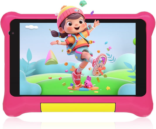 AEEZO Kids Tablet 7inch,2GB RAM+32GB ROM Android 12 with Case, Wifi, Bluetooth, Parental Control Mode, Kidoz,Dual Camera, Eye Protection, Google Services Learning Tablet (Pink)