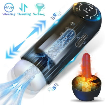 AYIYUN Male Masturbator 5 in 1 Automatic Stroker Sex Toys for Men, with 4 Thrusting & 4 Sucking & 10 Vibrating Modes Adult Toy with Heating Base for Self-Pleasure Masturbation