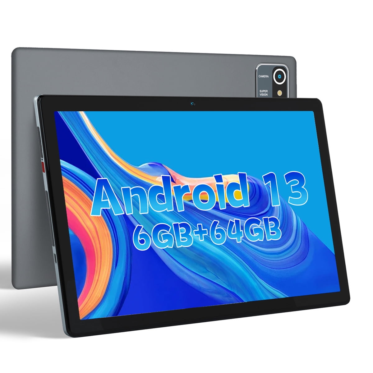 Android 13 Tablet, 10.1inch Tablet, 6GB RAM 64GB ROM 128GB Expand, Quad-core Processor, 1280x800 IPS HD Touch Screen Tablet, Dual Camera, Bluetooth, 5000mAh Battery,Gray