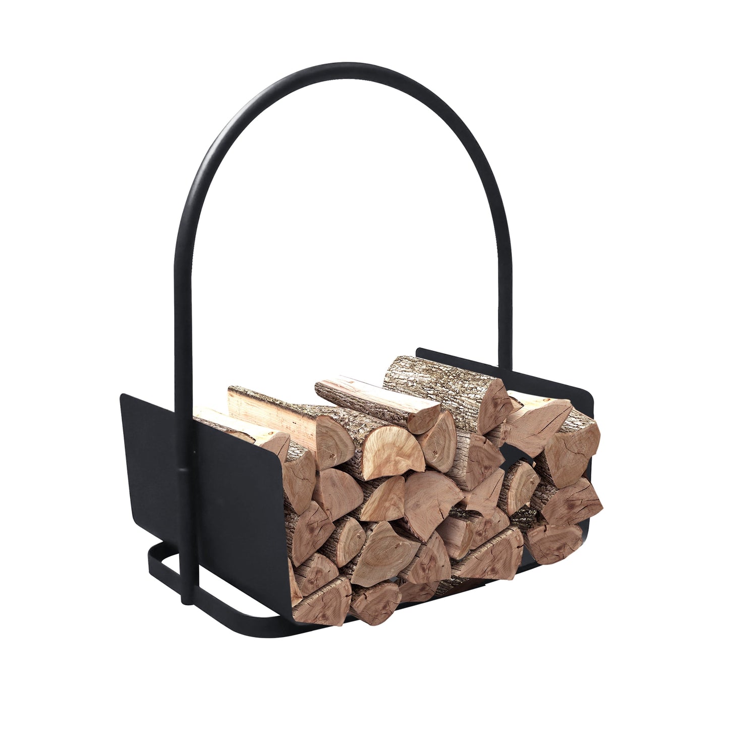 ATR ART to REAL Indoor Outdoor Metal Firewood Rack Hearth Basket,Portable Firewood Log Holder,Black