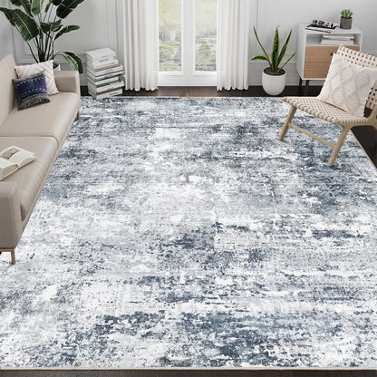 BERTHMEER 5'x7' Blue Area Rugs for Living Room Bedroom Dining Room Farmhouse Modern Abstract Contemporary Rugs Machine Washable non-slip