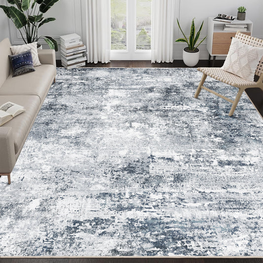 BERTHMEER 8'x10' Large Area Rugs Modern Abstract Rugs for Living Room Bedroom Dining Room Farmhouse Machine Washable Non-slip, Blue Multi