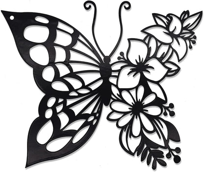 Black Metal Butterfly Wall Art Wall Decor Wall Sculpture Wall Hanging, Steel Metal Line Art, for Living Room Bedroom,1pack Large,F174622