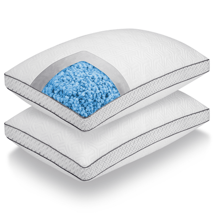 COOKEY Cooling Bed Pillows for Sleeping, Shredded Memory Foam Pillows for Side Back Stomach Sleepers,Queen Size Pillow 2 Pack.