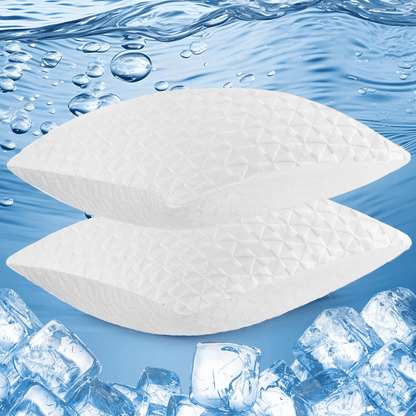 COOKEY Cooling Shredded Memory Foam Pillows,Queen Size Bed Pillow Set of 2 for Side Back Stomach Sleepers.