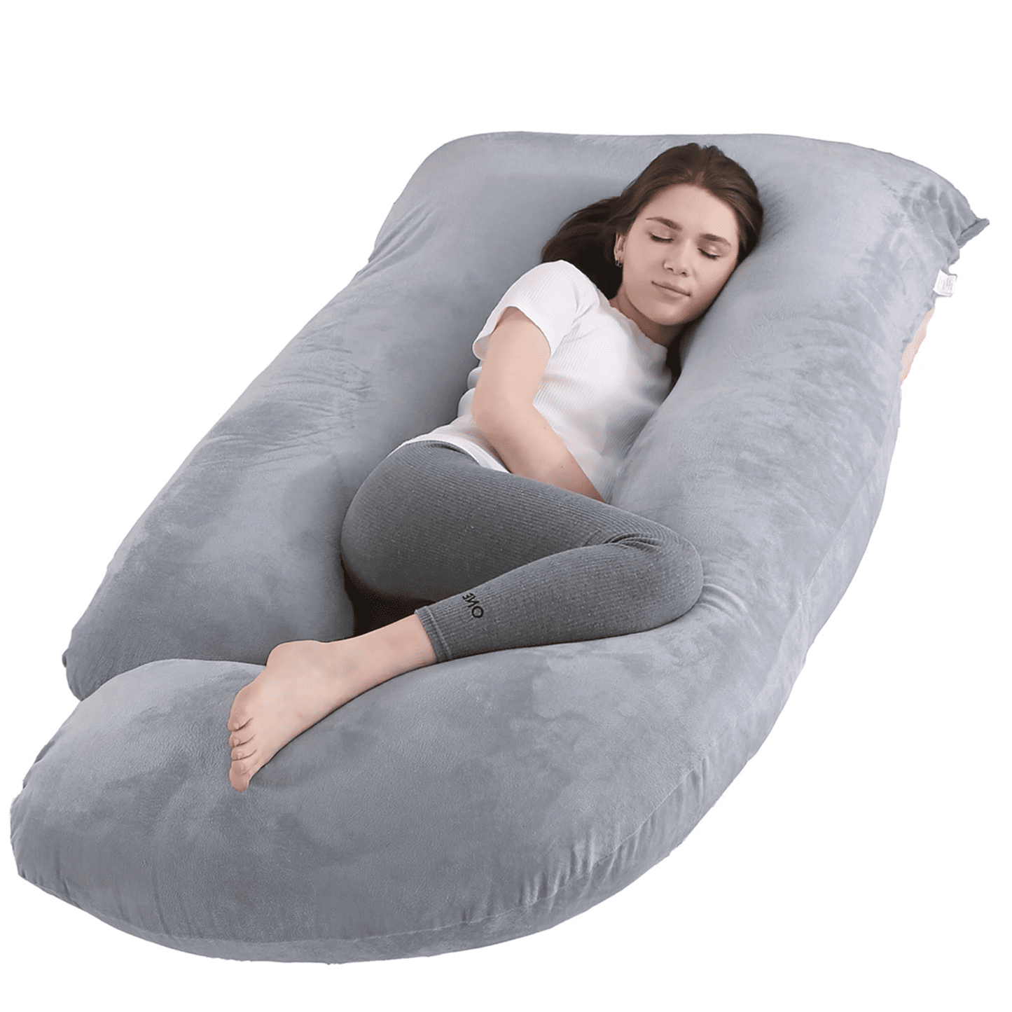 COOKEY Pregnancy Pillow with Velvet Cover,U Shaped Full Body Maternity Pillows for Sleeping,59inch,Dark Gray