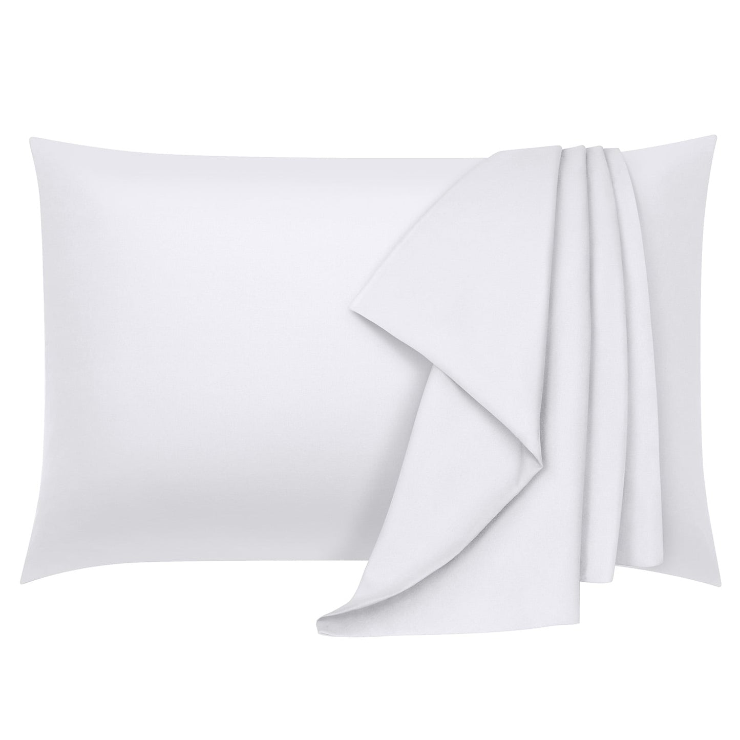 COOKEY Queen Pillowcases 2 Pack,Brushed Microfiber 20x26 inch Pillow Cover with Envelope Closure,White