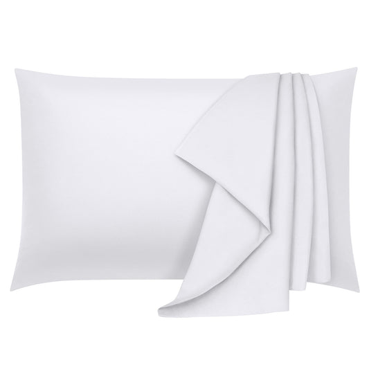 COOKEY Queen Pillowcases 2 Pack,Brushed Microfiber 20x26 inch Pillow Cover with Envelope Closure,White