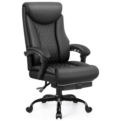 CoolHut Executive Office Chair, Bige and Tall Home Office Chair 500LBS with Footrest, PU Leather Computer Chairs, Heavy Duty Leather Desk Chairs, Black