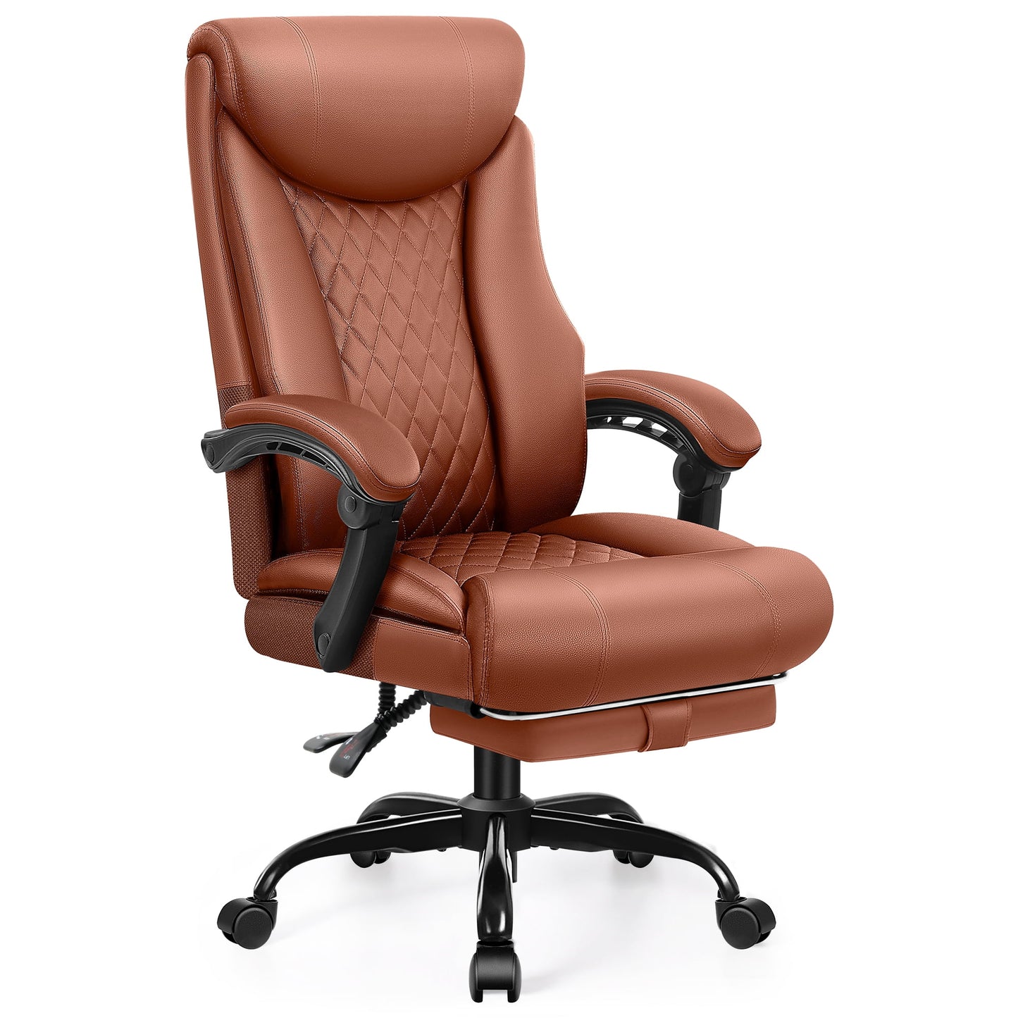 CoolHut Executive Office Chair, Bige and Tall Home Office Chair 500LBS with Footrest, PU Leather Computer Chairs, Heavy Duty Leather Desk Chairs, Brown