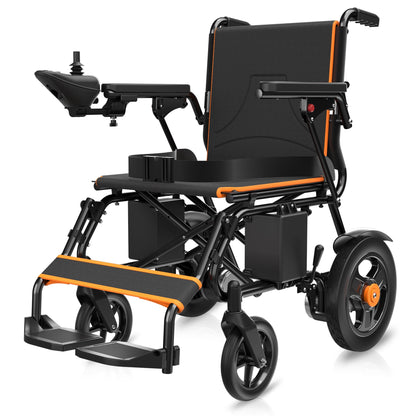 CoolHut Foldable Electric Wheelchair, Smart Motorized Wheelchair for Adults, Long-Range Mobility Scooter, Motor Wheelchair with Power Chair with 360° Joystick, Anti-tipping Device, Orange