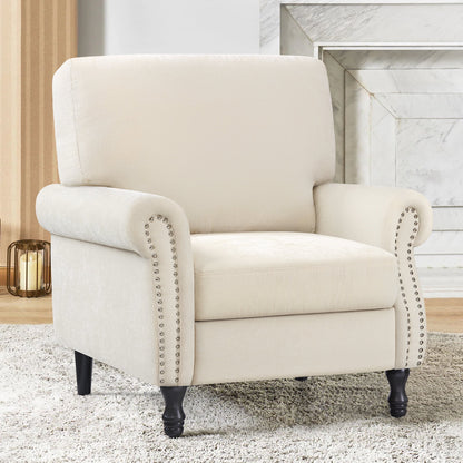 CoolHut Modern Accent Chair Armchair, Fabric Upholstered Comfy Single Sofa with Solid Wood Frame for Living Room, Beige