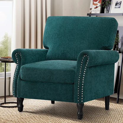 CoolHut Modern Accent Chair Armchair, Fabric Upholstered Comfy Single Sofa with Solid Wood Frame for Living Room, Green