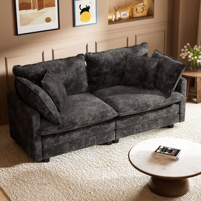 CoolHut Sectional Sofa Couch, 2 Seats Sofa with 4 Pillows, Modern Oversized Sofa Set for Living Room, Dark Gray