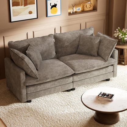 CoolHut Sectional Sofa Couch, 2 Seats Sofa with 4 Pillows, Modern Oversized Sofa Set for Living Room, Gray