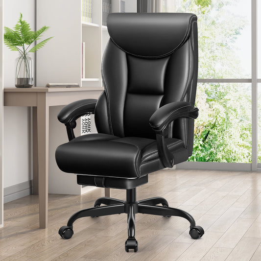 Coolhut Executive Office Chair, Big and Tall Office Chair 500LBS Wide Seat Ergonomic Computer Desk Chair High Back Executive Leather Chair Adjustable Task Chair Lumbar Back