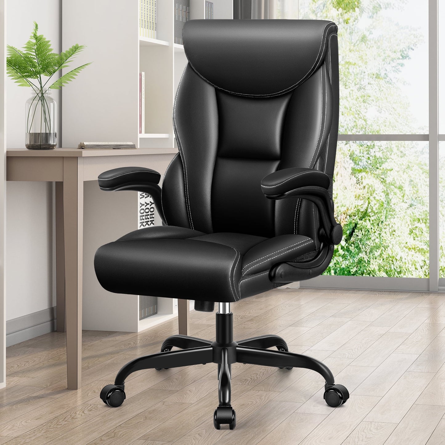 Coolhut Executive Office Chair, Big and Tall Office Chair 500LBS Wide Seat Ergonomic Computer Desk Chair High Back Executive Leather Chair Adjustable Task Chair Lumbar Back