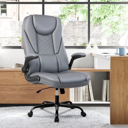 Coolhut Office Chair, Executive Office Chair Big and Tall Office Chair Ergonomic Leather Chair with Adjustable Flip-Up Arms High Back Home Office Desk Chairs Computer Chair with Lumbar Support