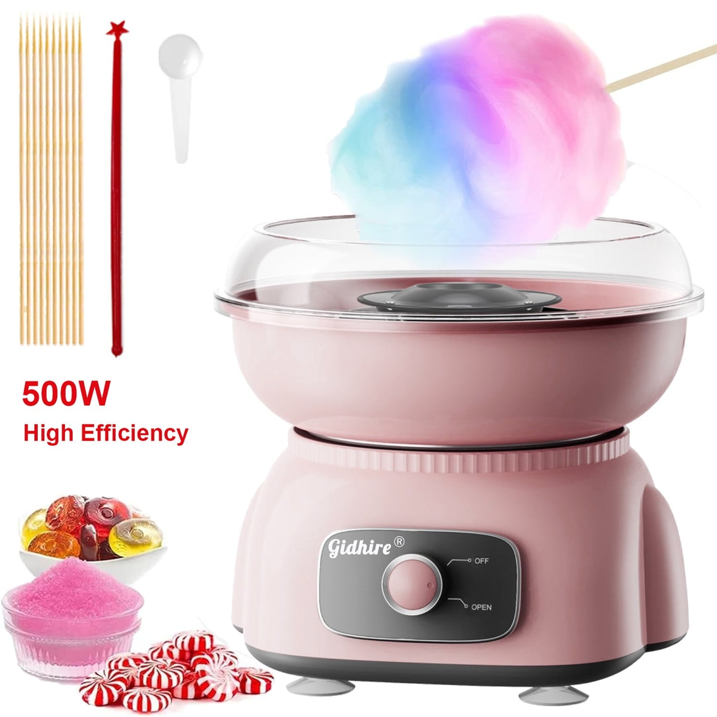 Cotton Candy Machines, Gidhire 500W Candy Floss Maker for Kids Gift,Family Party,Pink